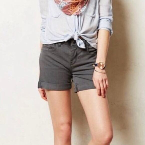 Anthropologie Pilcro Stet Rolled-Up Hem Denim Shorts Grey size 26 - Picture 9 of 9